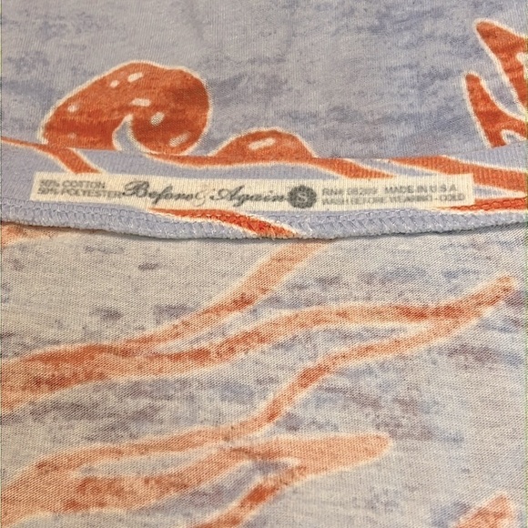 BEFORE & Again Boho Asian Print Burnout V-Neck Tee Shirt Lavender Haze & Brick - Picture 4 of 4